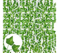 YAHUAA 12 Pack 85 Feet Fake Ivy Leaves Artificial Ivy Garland Greenery Garlands Hanging Plant Vine for Wedding Party Room Astethic Stuff Decor, Artificial Ivy Garland
