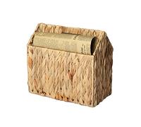 YAHUAN Natural Wicker Magazine Rack Water Hyacinth Divided Magazine Basket Magazine Newspaper Book Holder for Bathroom, Office, Floor