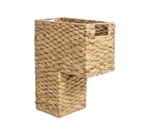 YAHUAN Stair Basket with Handles, Woven Water Hyacinth Stair Baskets for Carpeted Stairs, Stair Storage Basket Staircase Basket for Wooden Stairs (Water Hyacinth)