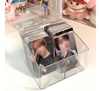 YAHUIPEIUS 1 PCS Photocard Storage Box Transparent Photo Card Storage Box Photocard Holder Collection Organizer (2 grids)