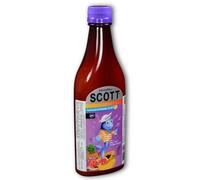 YAHVE - Emulsion de Scott - Sabor Frutas Tropicales (tropical fruit) (360 ml - 12.17 Fl Oz) - Aceite de hígado de bacalao - con vitamina A y Calcio, suplemento dietético para niños.