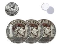 Yahweh - He Has Risen Inspirational Faith Commemorative Coin, Christian Challenge Coin with Crowned of Thorns Design, Double-Sided Inspirational Gift, for Christian Men Women (3Pcs)