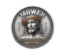 Yahweh-the True Light Faith Commemorative Coin, Christian Challenge Commemorative Coin with Crown of Thorns, Living in His Promises Cross Bible Verse Token, Religious Gift for Christians (1 pcs)