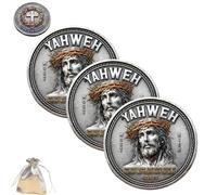 Yahweh-the True Light Faith Commemorative Coin, Christian Challenge Commemorative Coin with Crown of Thorns, Living in His Promises Cross Bible Verse Token, Religious Gift for Christians (3 pcs)