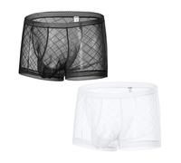 YAHWULAI Herren Boxershorts Männer Unterwäsche Durchsichtig Bequem und Hautfreundlich Ohne Etikett, Black and White, XL
