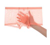 YAHWULAI Men's Boxer Shorts Comfortable and Breathable Men's Underwear Transparent with Lattice-like Design, orange, XL