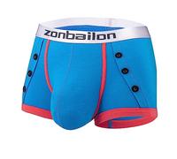 YAHWULAI Mens Sexy Bulge Enhancing Boxer Underwear Big Ball Pouch Super Soft Comfort Breathable Stretch Smooth Trunks L Blue