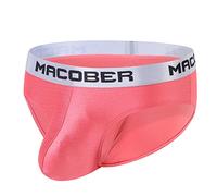 YAHWULAI Mens Sexy Bulge Enhancing Briefs Underwear Low Rise Ice Silk Lightweight Stretch Smooth Comfy Tagless Undies 2XL Red