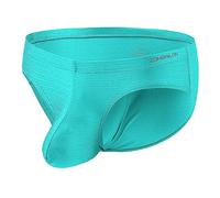 YAHWULAI Men's Sexy Low Rise Bulge Enhancing Briefs Big Ball Pouch Ice Silk Stretch Comfy Tagless Underwear M Bright Green