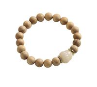 YAIEWNE Bracelet, Cliff Cypress Wood Prayer Beads Buddha Beads Pine Cones Jade Beads, Single Loop, Adjustable Elastic Beaded Cuff Unisex Jewelry Festival Gift Friendship