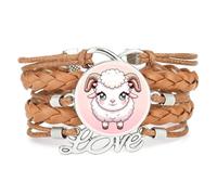 YAIEWNE Cartoon,Cute,Sheep,Fault,Art,Adjustable,Leather,Braided,Bracelet | Multilayer,Punk,Wristband,Handmade,Gift,Bangle,Accessory, Girlfriend,Lover,Ethnic,Friendship ,Birthday,Christmas,Music