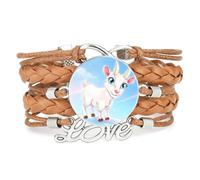 YAIEWNE Cute,Abstract,Sheep,Diffraction,Adjustable,Leather,Braided,Bracelet | Multilayer,Punk,Wristband,Handmade,Gift,Bangle,Accessory, Girlfriend,Lover,Ethnic,Friendship ,Birthday,Christmas,Music