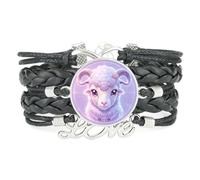 YAIEWNE Cute,Abstract,Sheep,Projection,Adjustable,Leather,Braided,Bracelet | Multilayer,Punk,Wristband,Handmade,Gift,Bangle,Accessory, Girlfriend,Lover,Ethnic,Friendship ,Birthday,Christmas,Music