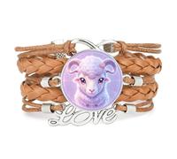 YAIEWNE Cute,Abstract,Sheep,Projection,Adjustable,Leather,Braided,Bracelet | Multilayer,Punk,Wristband,Handmade,Gift,Bangle,Accessory, Girlfriend,Lover,Ethnic,Friendship ,Birthday,Christmas,Music
