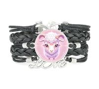 YAIEWNE Cute,Creative,Sheep,Projection,Adjustable,Leather,Braided,Bracelet | Multilayer,Punk,Wristband,Handmade,Gift,Bangle,Accessory, Girlfriend,Lover,Ethnic,Friendship ,Birthday,Christmas,Music