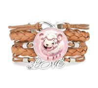 YAIEWNE Cute,Unique,Sheep,Quantum,Adjustable,Leather,Braided,Bracelet | Multilayer,Punk,Wristband,Handmade,Gift,Bangle,Accessory, Girlfriend,Lover,Ethnic,Friendship ,Birthday,Christmas,Music