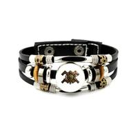 YAIEWNE Men's Leather Bracelet, Aquarius Sign Gear Vintage Art Steam Punk Adjustable Leather Layered Braided Bracelet, Music Ethnic Handmade Bangle, Friendship Accessory Birthday Christmas Gift
