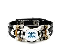 YAIEWNE Men's Leather Bracelet, Aquarius Sign Hollow Science Circuit Board Adjustable Leather Layered Braided Bracelet, Music Ethnic Handmade Bangle, Friendship Accessory Birthday Christmas Gift