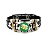 YAIEWNE Men's Leather Bracelet, Beer Festival Cheers Fantastic Projection Adjustable Leather Braided Bracelet, Ethnic Handmade Bangle, Friendship Accessory Birthday Christmas Gift