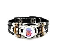 YAIEWNE Men's Leather Bracelet, Beer Festival Friendship Cheers Cyber Neon Adjustable Leather Layered Braided Bracelet, Ethnic Handmade Bangle, Friendship Accessory Birthday Christmas Gift