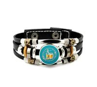 YAIEWNE Men's Leather Bracelet, Beer Festival Pixel Digital Star Topology Adjustable Leather Braided Bracelet, Ethnic Handmade Bangle, Friendship Accessory Birthday Christmas Gift