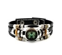 YAIEWNE Men's Leather Bracelet, Gemini Angel Chip Joint Circuit Board Adjustable Leather Layered Braided Bracelet, Punk Ethnic Handmade Bangle, Friendship Accessory Birthday Christmas Gift