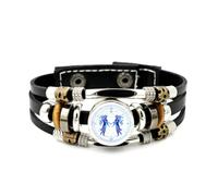 YAIEWNE Men's Leather Bracelet, Gemini angel Cyber Neon leather multi-layer Versatile braided bracelet, creative ethnic handmade bangle, Friendship Jewelry Accessories Christmas Festival Gift