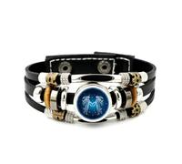 YAIEWNE Men's Leather Bracelet, Gemini Angel Heart Quantum Entanglement Adjustable Leather Layered Braided Bracelet, Punk Ethnic Handmade Bangle, Friendship Accessory Birthday Christmas Gift
