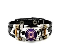 YAIEWNE Men's Leather Bracelet, Gemini Arc Broken Crystal Adjustable Punk Leather Multi-Layer Braided Bracelet, Rock Roll Ethnic Handmade Bangle, Friendship Accessory Birthday Christmas Gift