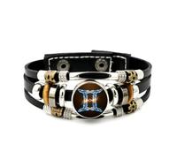 YAIEWNE Men's Leather Bracelet, Gemini Arc Totem Ice Crystal Adjustable Punk Leather Multi-Layer Braided Bracelet, Rock Roll Ethnic Handmade Bangle, Friendship Accessory Birthday Christmas Gift