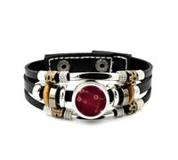 YAIEWNE Men's Leather Bracelet, Gemini Constellations Dawn Diffraction Adjustable Leather Layered Braided Bracelet, Punk Ethnic Handmade Bangle, Friendship Accessory Birthday Christmas Gift