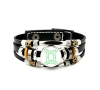 YAIEWNE Men's Leather Bracelet, Gemini Digital Flow Projection Adjustable Punk Leather Multi-Layer Braided Bracelet, Rock Roll Ethnic Handmade Bangle, Friendship Accessory Birthday Christmas Gift
