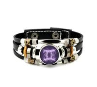 YAIEWNE Men's Leather Bracelet, Gemini Galaxy Geometry Quantum Entanglement Adjustable Leather Layered Braided Bracelet, Punk Ethnic Handmade Bangle, Friendship Accessory Birthday Christmas Gift