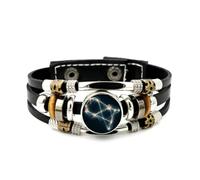 YAIEWNE Men's Leather Bracelet, Gemini Galaxy Map High-End Entanglement Adjustable Leather Layered Braided Bracelet, Punk Ethnic Handmade Bangle, Friendship Accessory Birthday Christmas Gift