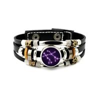YAIEWNE Men's Leather Bracelet, Gemini Galaxy Wave High-End Entanglement Adjustable Leather Layered Braided Bracelet, Punk Ethnic Handmade Bangle, Friendship Accessory Birthday Christmas Gift