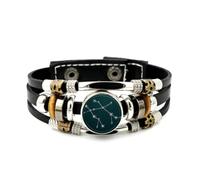 YAIEWNE Men's Leather Bracelet, Gemini Microcosm Unique Star Topology Adjustable Leather Layered Braided Bracelet, Punk Ethnic Handmade Bangle, Friendship Accessory Birthday Christmas Gift