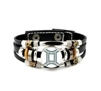 YAIEWNE Men's Leather Bracelet, Gemini Science Vintage Projection Adjustable Punk Leather Multi-Layer Braided Bracelet, Rock Roll Ethnic Handmade Bangle, Friendship Accessory Birthday Christmas Gift