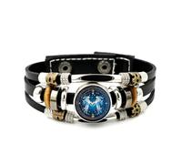 YAIEWNE Men's Leather Bracelet, Gemini Star Angel Arc Crystal Adjustable Punk Leather Layered Braided Bracelet, Rock Roll Ethnic Handmade Bangle, Friendship Accessory Birthday Christmas Gift