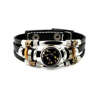 YAIEWNE Men's Leather Bracelet, Gemini Star Compass Dawn Space Diffraction Adjustable Leather Layered Braided Bracelet, Punk Ethnic Handmade Bangle, Friendship Accessory Birthday Christmas Gift