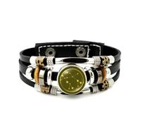 YAIEWNE Men's Leather Bracelet, Gemini Star Compass Elegant Diffraction Adjustable Leather Layered Braided Bracelet, Punk Ethnic Handmade Bangle, Friendship Accessory Birthday Christmas Gift