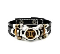 YAIEWNE Men's Leather Bracelet, Gemini Star Compass Signal Cyber Neon Adjustable Leather Multi-Layer Braided Bracelet, Ethnic Handmade Bangle, Friendship Jewelry Accessories Christmas Festival Gift