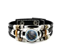 YAIEWNE Men's Leather Bracelet, Gemini Star Map Alien Science Relief Adjustable Leather Layered Braided Bracelet, Rock Roll Ethnic Handmade Bangle, Friendship Accessory Birthday Christmas Gift
