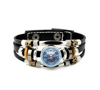 YAIEWNE Men's Leather Bracelet, Pisces Star Map Guardian Deep-Space Relief Adjustable Leather Layered Braided Bracelet, Music Ethnic Handmade Bangle, Friendship Accessory Birthday Christmas Gift
