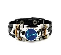 YAIEWNE Men's Leather Bracelet, Pisces Star Trail Future Science Cyber Neon Adjustable Leather Layered Braided Bracelet, Punk Ethnic Handmade Bangle, Friendship Accessory Birthday Christmas Gift