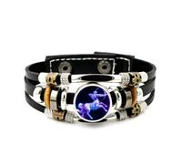 YAIEWNE Men's Leather Bracelet, Sagittarius Archer Texture Art Cyber Neon Adjustable Leather Layered Braided Bracelet, Punk Ethnic Handmade Bangle, Friendship Accessory Birthday Christmas Gift