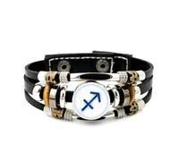 YAIEWNE Men's Leather Bracelet, Sagittarius Arrow Gradation Quantum Entanglement Adjustable Leather Layered Braided Bracelet, Ethnic Handmade Bangle, Friendship Accessory Birthday Christmas Gift