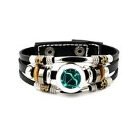YAIEWNE Men's Leather Bracelet, Sagittarius Bow Arrow Cosmic Cyber Neon Adjustable Leather Layered Braided Bracelet, Punk Ethnic Handmade Bangle, Friendship Accessory Birthday Christmas Gift