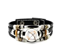 YAIEWNE Men's Leather Bracelet, Sagittarius Bow Arrow Star Ring Flame Guardian Adjustable Leather Layered Braided Bracelet, Ethnic Handmade Bangle, Friendship Accessory Birthday Christmas Gift