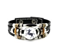 YAIEWNE Men's Leather Bracelet, Sagittarius Bow Knight Nebula Star Topology Adjustable Leather Layered Braided Bracelet, Punk Ethnic Handmade Bangle, Friendship Accessory Birthday Christmas Gift