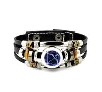 YAIEWNE Men's Leather Bracelet, Sagittarius Bow Pixel Galaxy Projection Adjustable Leather Layered Braided Bracelet, Punk Ethnic Handmade Bangle, Friendship Accessory Birthday Christmas Gift